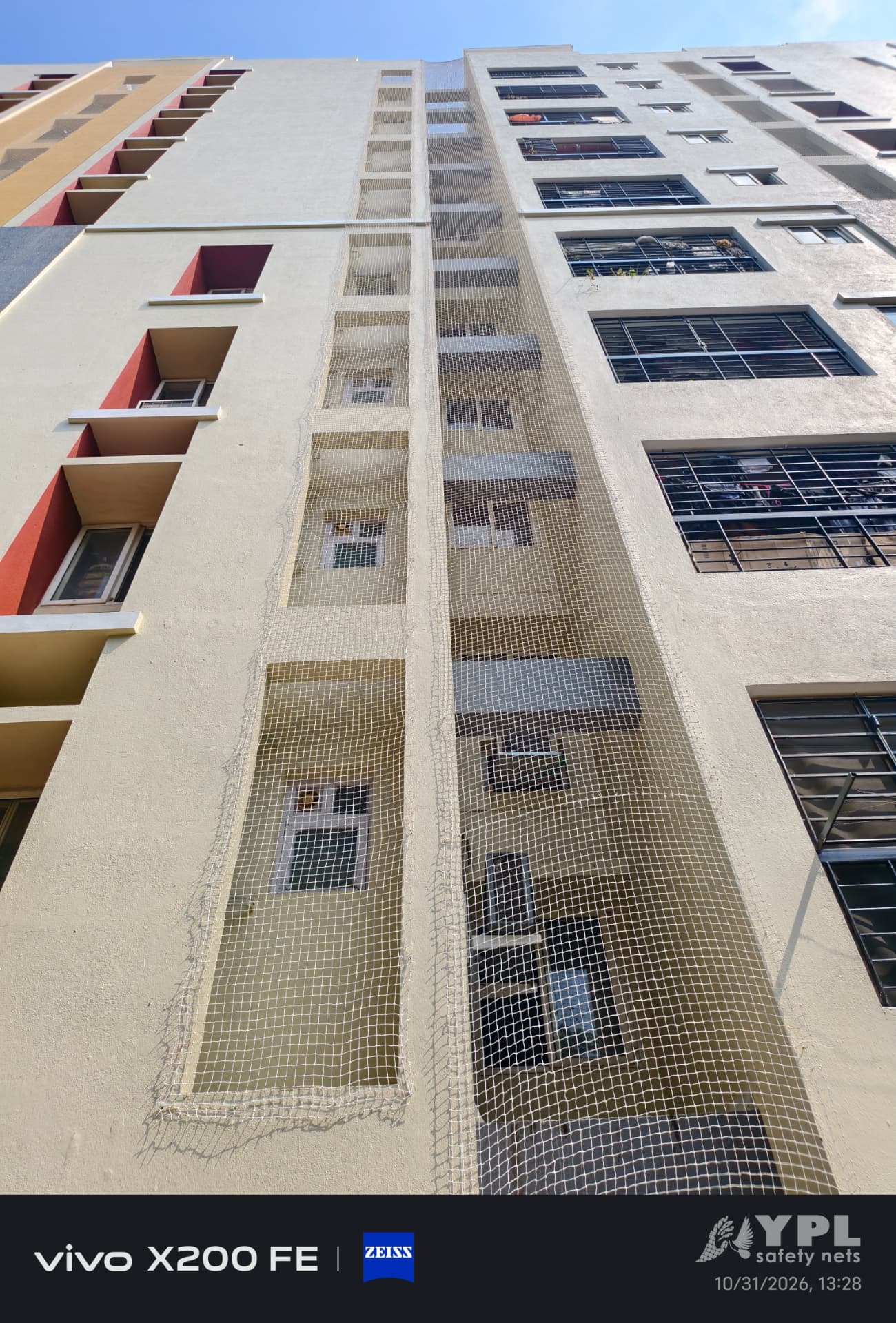 Duct area pigeon nets fitted by YPL Safety Nets at Ramaniyam Pushkar Phase 1, Chennai