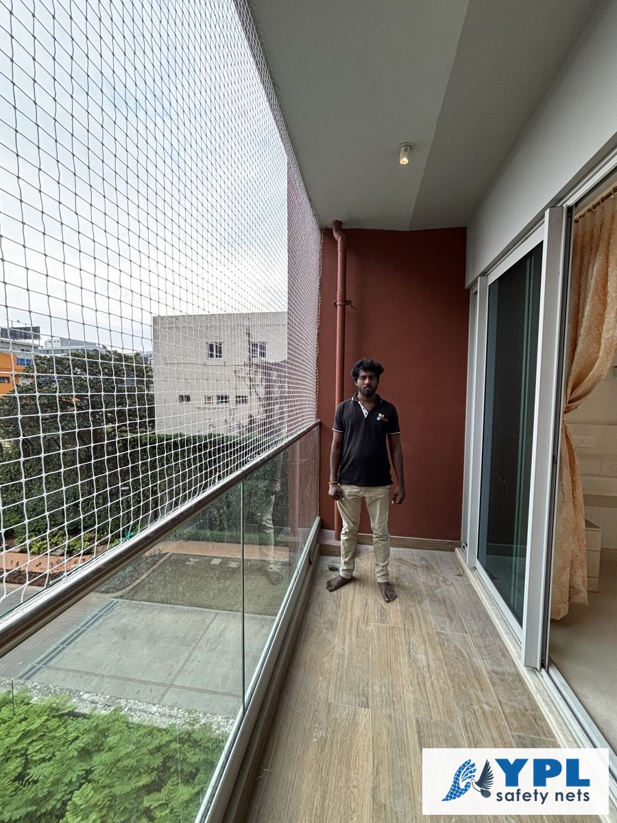 Balcony safety nets fitted in a Chennai apartment by YPL Safety Nets – project 10