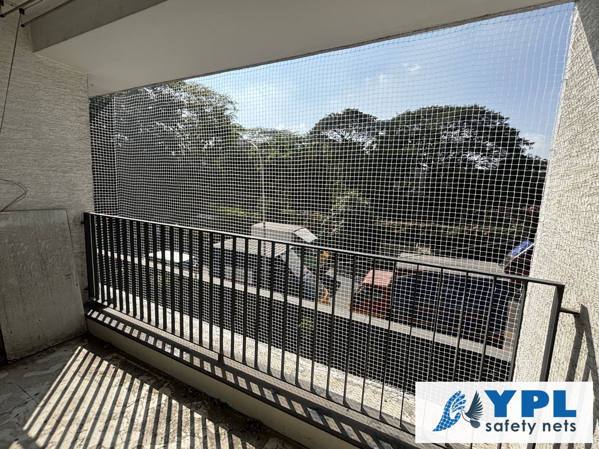 Balcony safety nets fitted in a Chennai apartment by YPL Safety Nets – project 13