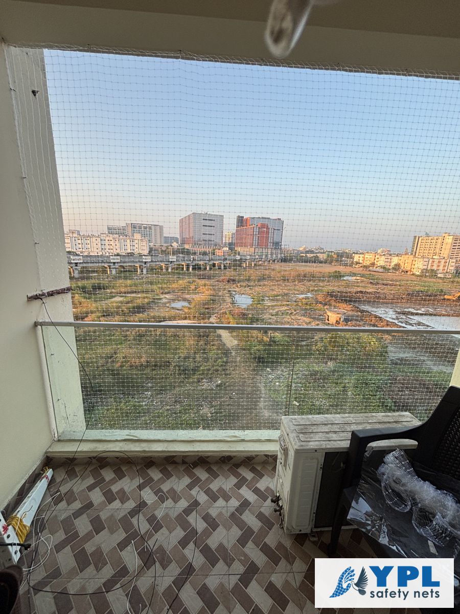 Balcony safety nets fitted in a Chennai apartment by YPL Safety Nets – project 14
