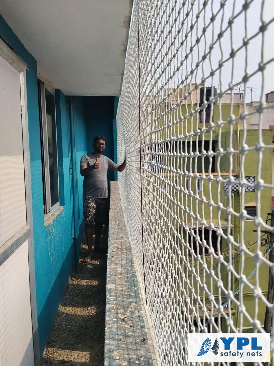 Balcony safety nets fitted in a Chennai apartment by YPL Safety Nets – project 15