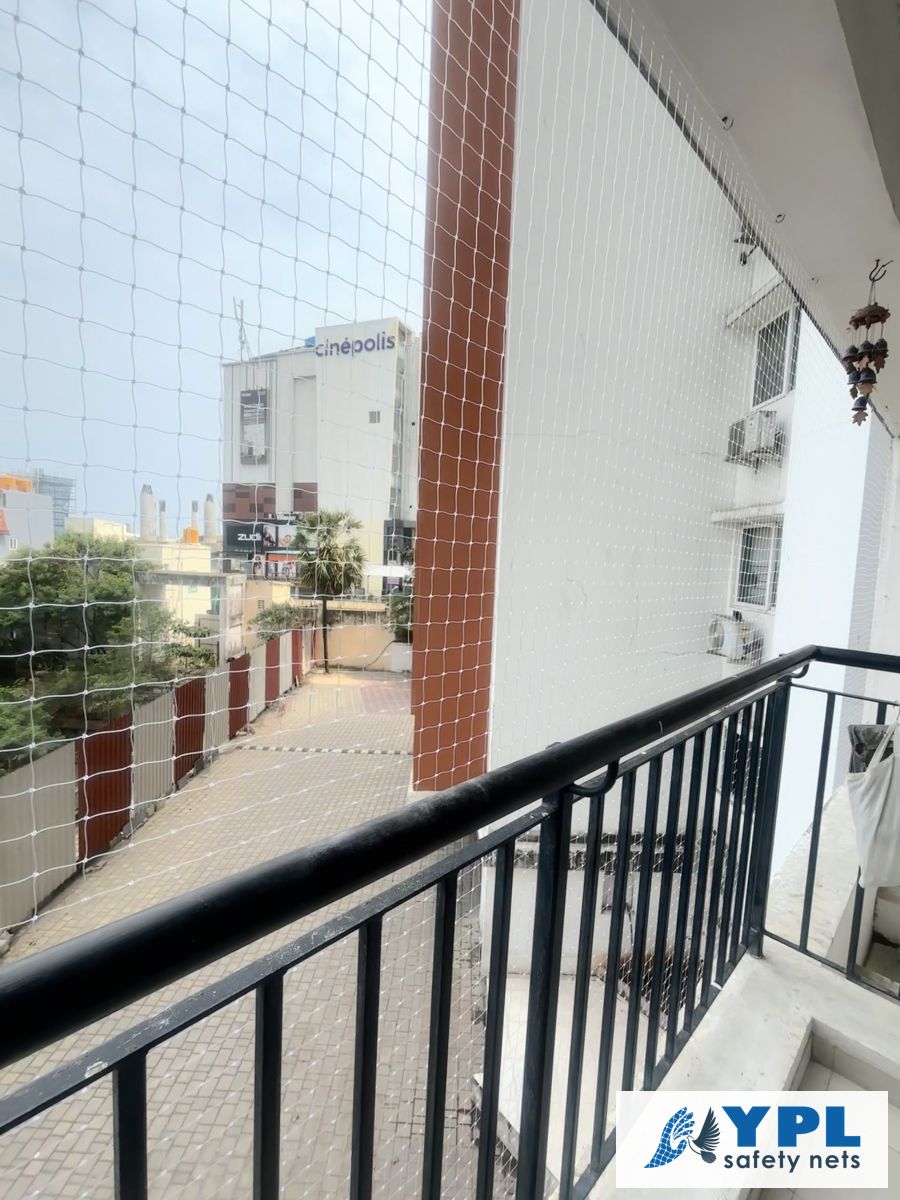 Balcony safety nets fitted in a Chennai apartment by YPL Safety Nets – project 16