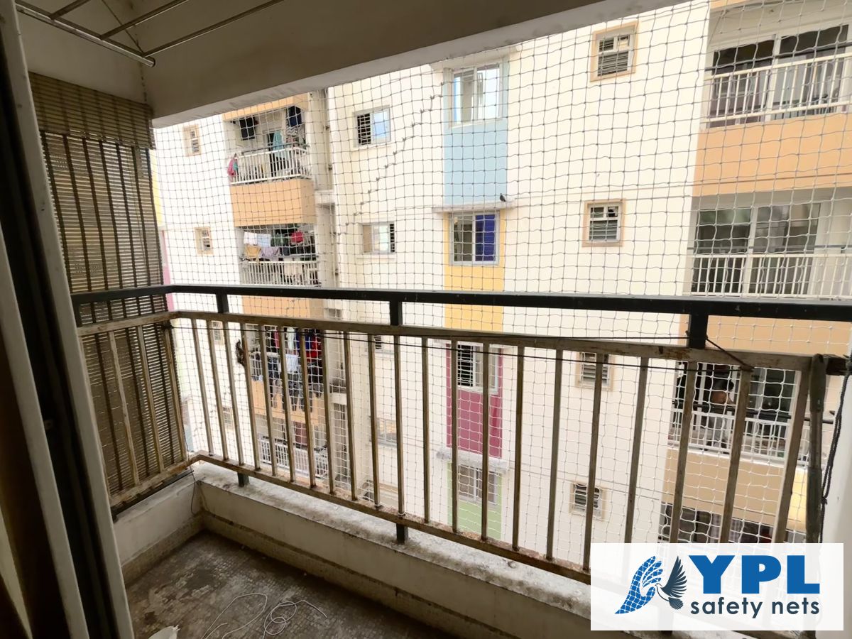 Balcony safety nets fitted in a Chennai apartment by YPL Safety Nets – project 17