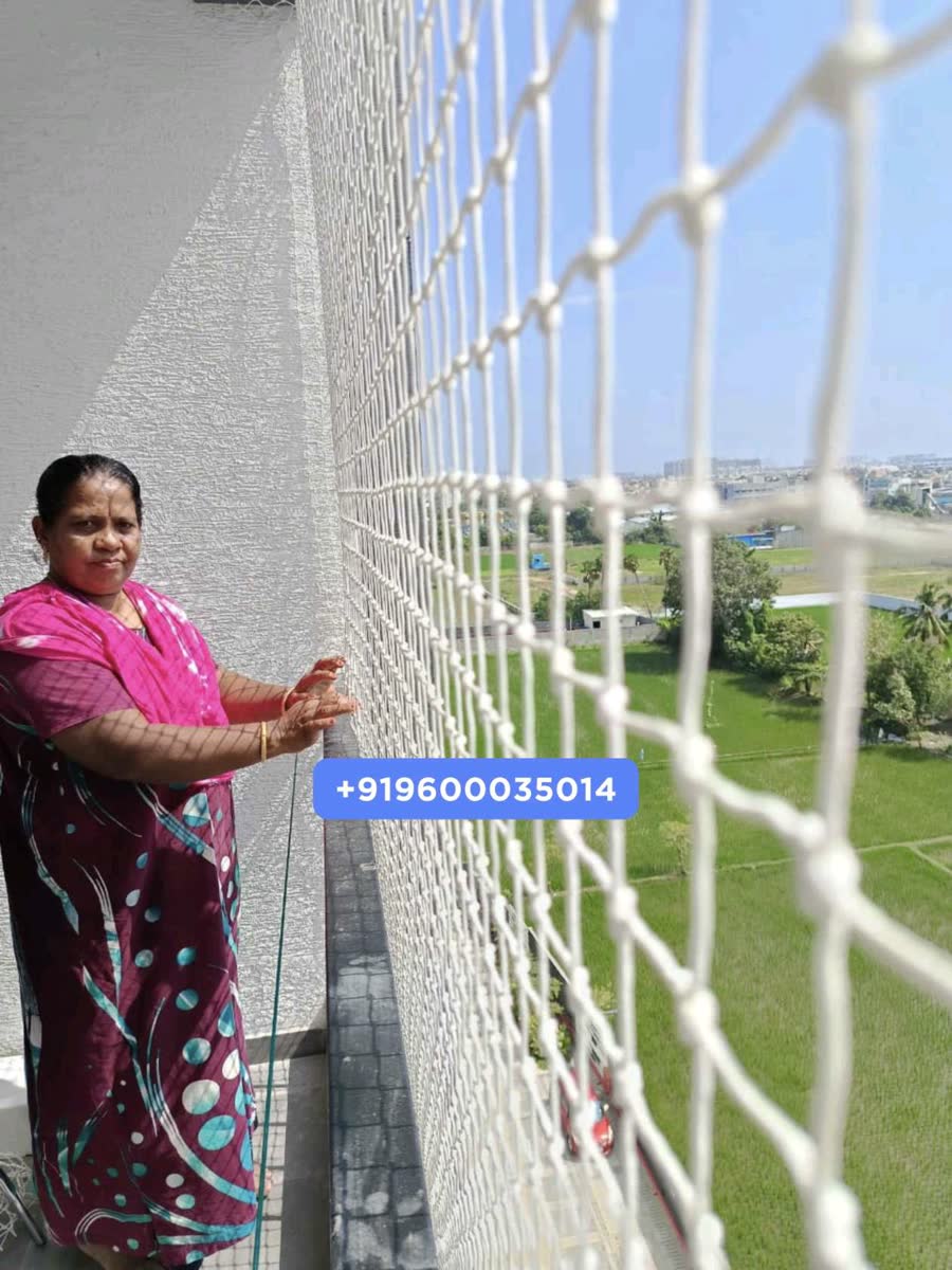 Balcony safety nets fitted in a Chennai apartment by YPL Safety Nets – project 18