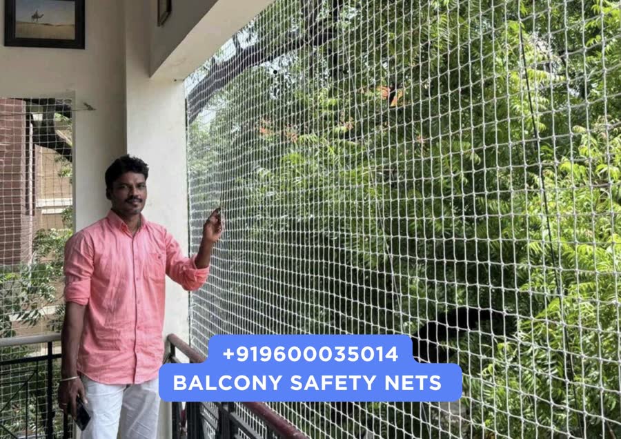 Balcony safety nets fitted in a Chennai apartment by YPL Safety Nets – project 29