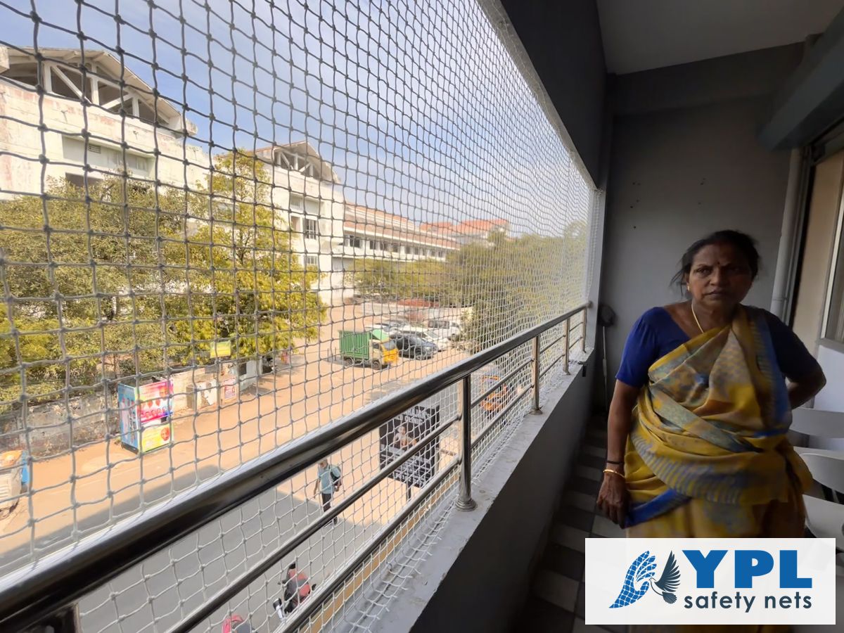 Children safety nets fitted on a Chennai balcony by YPL Safety Nets – project 34