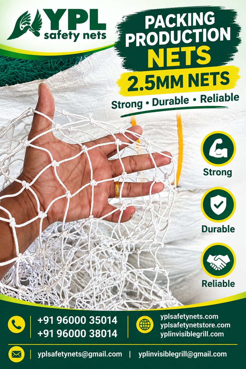 White Packing Nets 2.5mm - YPL Safety Nets