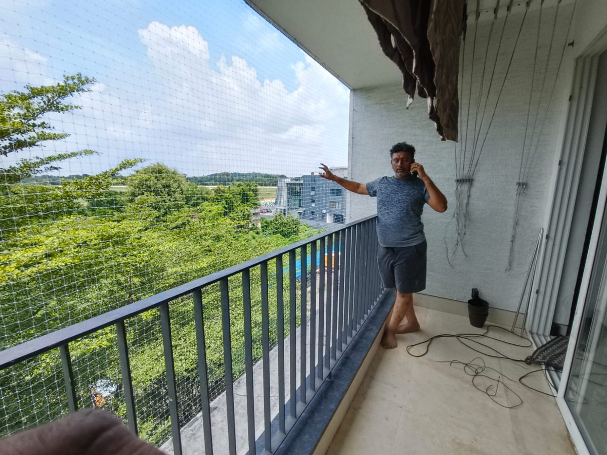 Pigeon net fitted on an apartment balcony at Casagrand Aristo, Alandur, Chennai by YPL Safety Nets